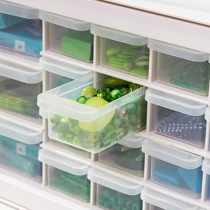 IRIS USA Plastic Drawer Storage Organizer, 26-Drawer Teacher Toolbox Bead Small Parts Organizer Cabinet for Hardware Crafts Nuts Bolts Tools Sticker Home Business Scrapbook Art Hobby Garage - White