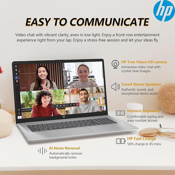 HP 17.3" Touchscreen Laptop PC Computer, 17 Inch HD+ Touch Screen Business Laptop Notebook, Windows 11 Pro, AMD Ryzen 5 (6-Cores), 8GB RAM 512GB SSD, 10-Key Number Pad, Copilot Key