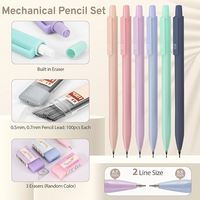 62PCS Aesthetic Stationery Set with Pencil Case, No Bleed Highlighters, Gel & Erasable Pens, Mechanical Pencils, Refills, Cute Supplies for Note Taking, Journaling & Bible Study, Pink