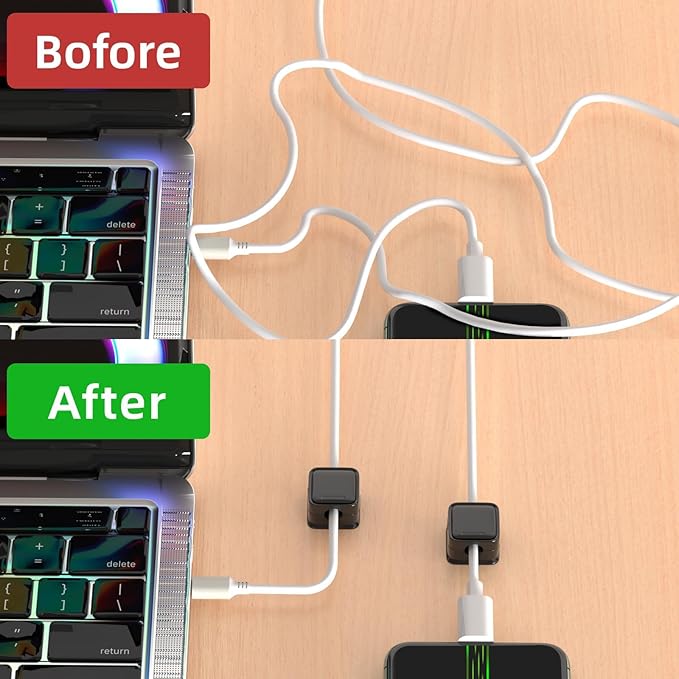 20 Pack Cord Organizer Holder, Strong Adhesive Desk Cable Management Magnetic Easy Open,Organize Phone Charging Cords Wire Holder Organizer Neatly for Home,Office,Car,Desk,Nightstand