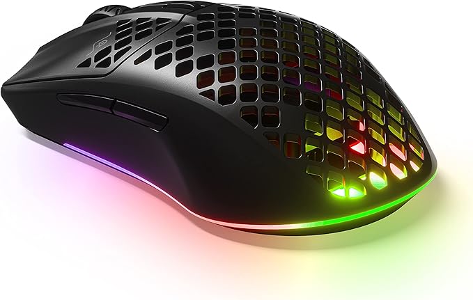 SteelSeries Aerox 3 Wireless - Holey RGB Gaming Mouse - Ultra-lightweight Water Resistant Design - 18K DPI TrueMove Air Optical Sensor- Onyx