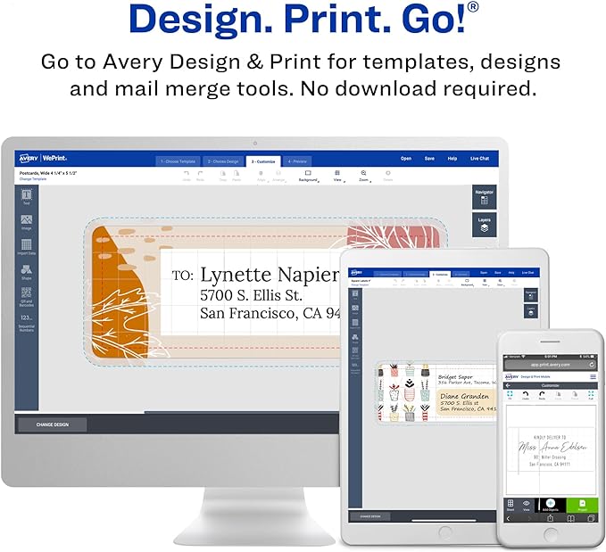 Avery Printable Shipping Labels with Sure Feed, 3.5" x 5", White, 100 Blank Mailing Labels (8168)