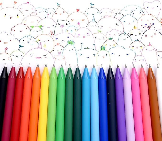 Kaco PURE Colored Gel Pens 0.5mm 20 Pieces Set Colorful Multi-color Ink Fine Point Comfort Grip Quick Drying Pens for Journaling Note Taking
