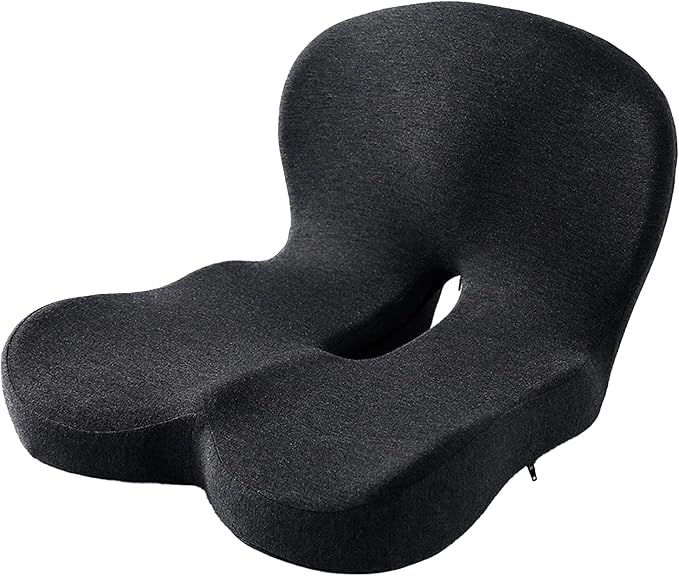 Memory Foam Contoured Seat Cushion with L-Shaped Ergonomic Design for Office Chair Car Seats  Seat Cushion for Truck Driver, Truck Car Seat Cushions for Driving Lumbar Support(Black)