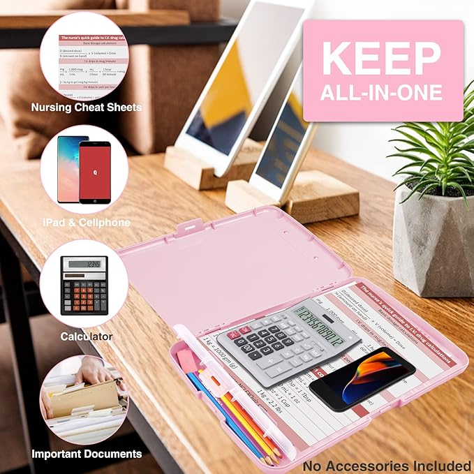 Sooez Clipboards with Storage, High Capacity Clip Boards 8.5x11 with Storage, Heavy Duty Nursing Clipboard Folder, Plastic Clipboard with Pen Holder for Women Teachers Work, School & Office Supplies