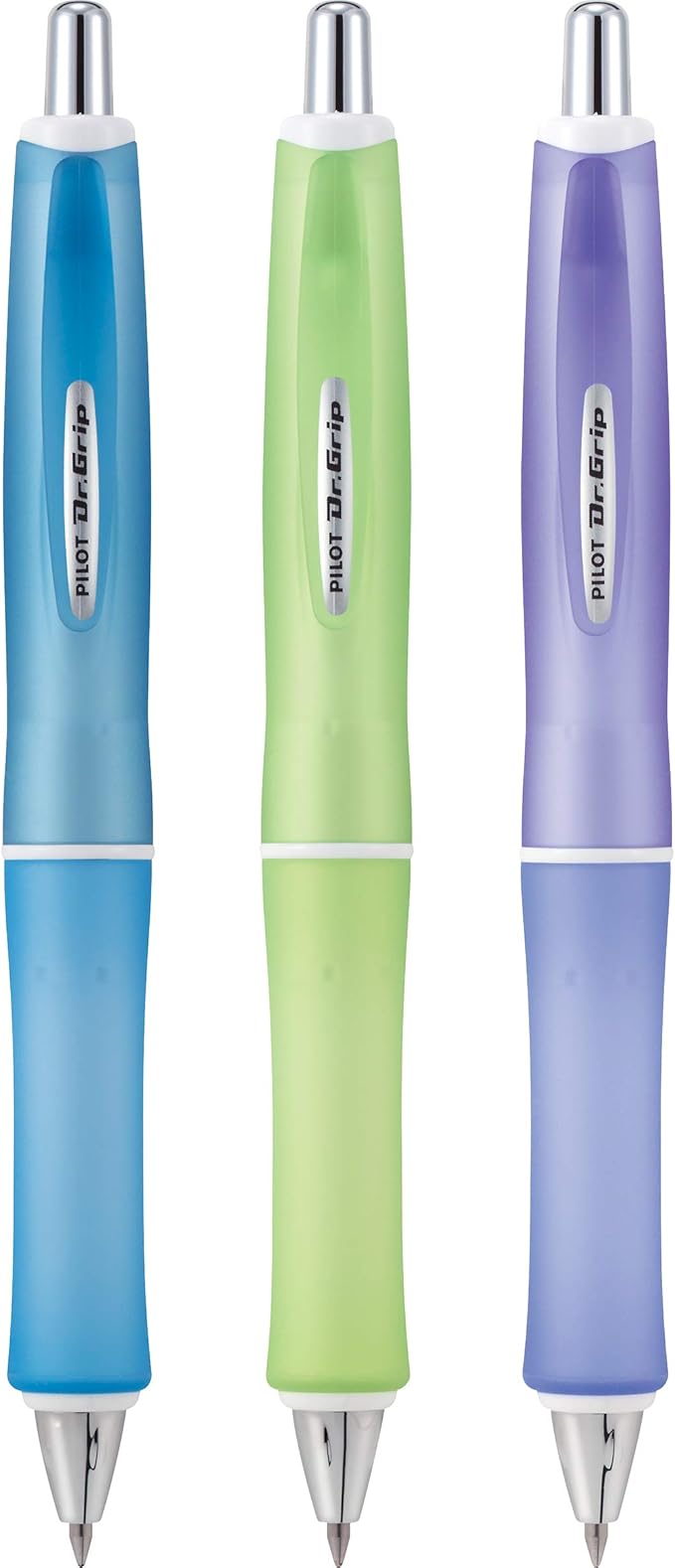 PILOT Dr. Grip Frosted Refillable & Retractable Ballpoint Pen, Medium Point, Black Ink, 3-Pack - Ideal for School, Journaling & Office Writing