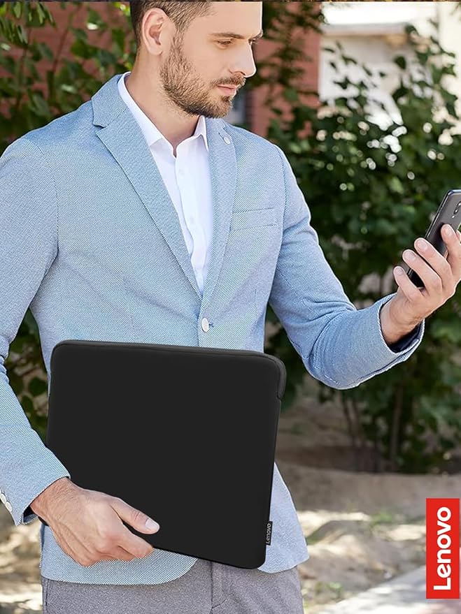Lenovo Basic Laptop Sleeve 15.6 Inch Notebook/Tablet Compatible with MacBook Air/Pro Neoprene Material - Soft Fleece Lining - Zippered Top Opening - Black