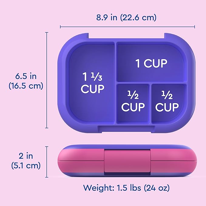 Bentgo Chill Kids Leak-Proof Lunch Box - 4-Compartment Bento Box with Built-In Ice Pack, 3.3 Cup Capacity, PFAS & BPA-Free, Microwave & Dishwasher Safe, Ideal Size for Ages 3 to 7 (Electric Violet)
