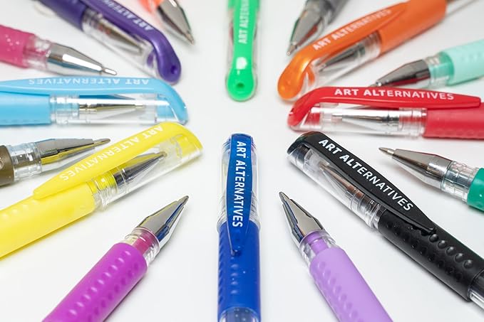 Art Alternatives Gel Pen, Glitter Khaki - Ballpoint - Non-Smear + Quick Dry - Writing, Drawing, Coloring, Journal, Planner
