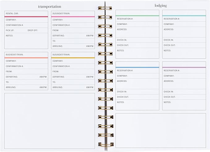 Inspired by Erin Condren Soar A5 Travel Journal, Portable Vacation Planner & Travel Journal in One, Soar Cover Design with Organized Trip Planning Interior Layout