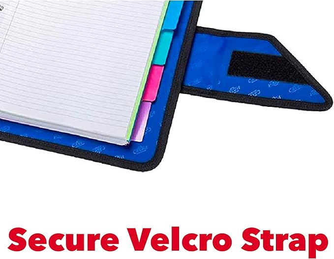 Case-it The Open Tab Velcro Opening Binder - 2 Inch O-Rings - 5 Color Tab Expanding File Folder - Multiple Pockets - 400 Sheet Capacity - Red S-826-A