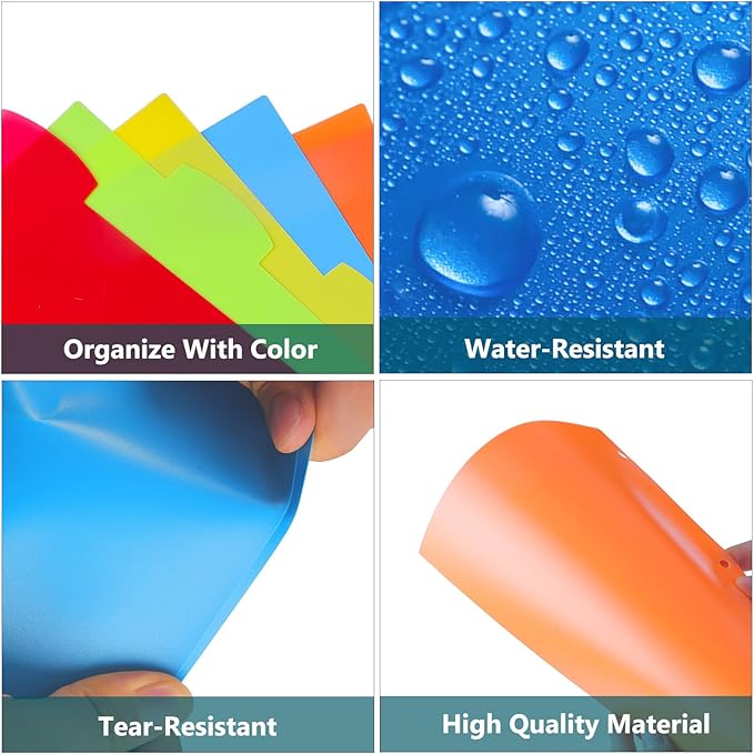 HABGP 3 Ring Binder Dividers with Tabs, 15PCS/3 Set Plastic Dividers for 3 Ring Binder, 5 Tab 3 Hole Punch Dividers Color Pages,Tabbed Index Dividers