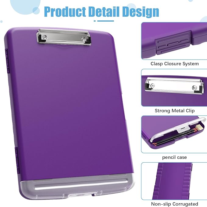 Hongri Clipboard with Storage with Pen Holder, Folder Nursing Clip Board 8.5 x 11 Foilo-Side Opening, High Capacity, Light Weight for Teachers, Classroom. Size 14 x 9.6 x 1.2 in(Purple)