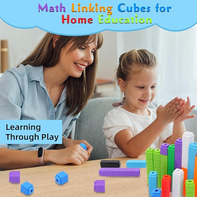 1000 Pcs Math Linking Cubes for Classroom, Kids Counting Blocks for Math STEM Connecting Cubes Math Manipulatives Linking Building Blocks for Spatial Intelligence, Counting,and Creativity