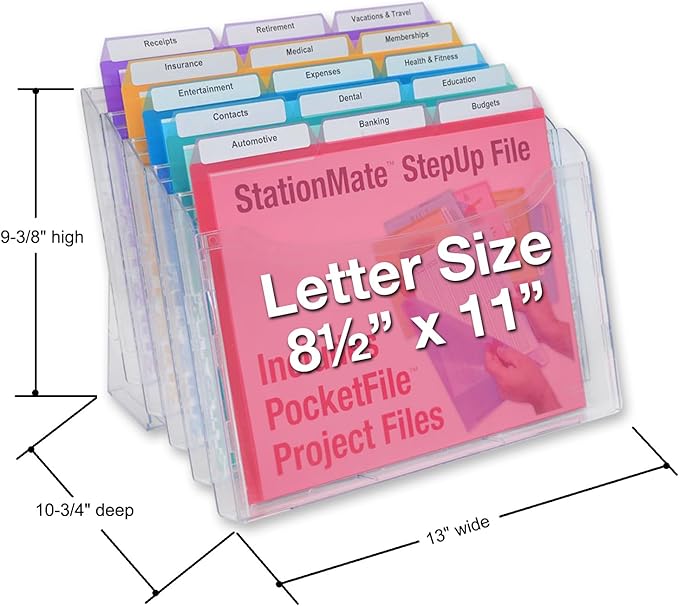 Ultimate Office StationMate Desktop Organizer (Includes 18, 3rd-Cut PocketFiles). Complete Project Manager and File Sorter for The Office or Home with an Incline Design Puts All Files in Clear View