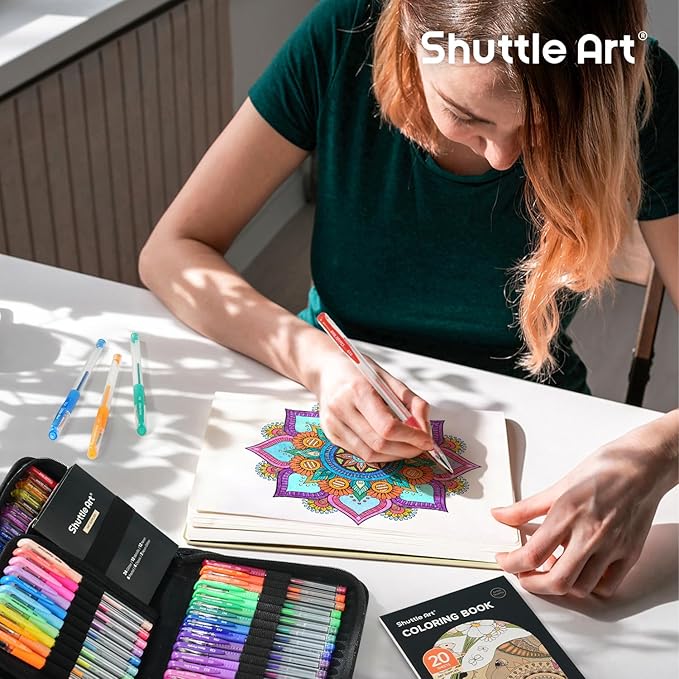 Shuttle Art Gel Pens, 120 Pack Gel Pen Set 60 Colored Gel Pen with 60 Refills for Adults Coloring Books Drawing Doodling Crafts Scrapbooking Journaling