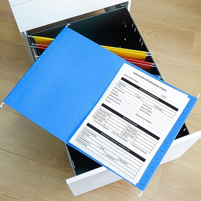 Colored File Folders,6 Pack Yellow Letter Size Hanging File Folders with 1/5-Cut Tabs,Ideal for Home and Office Organization and Papers Classification