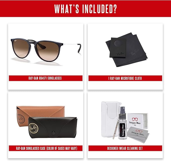 Ray-Ban RB4171 ERIKA Round Sunglasses For Women +BUNDLE with ACCESSORY EYEWEAR KIT