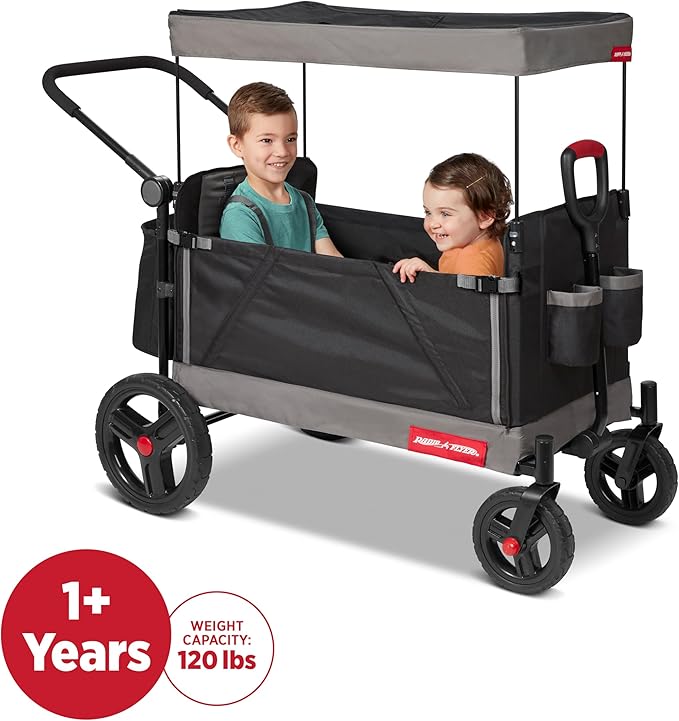 Radio Flyer Wagon for Kids, Baby Stroller, Outside Toys for Toddlers 1-3, Rolling Cart, Beach Cart with Wheels, Trav'ler Stroller Wagon with Protective Cover, for Ages 1+ Years