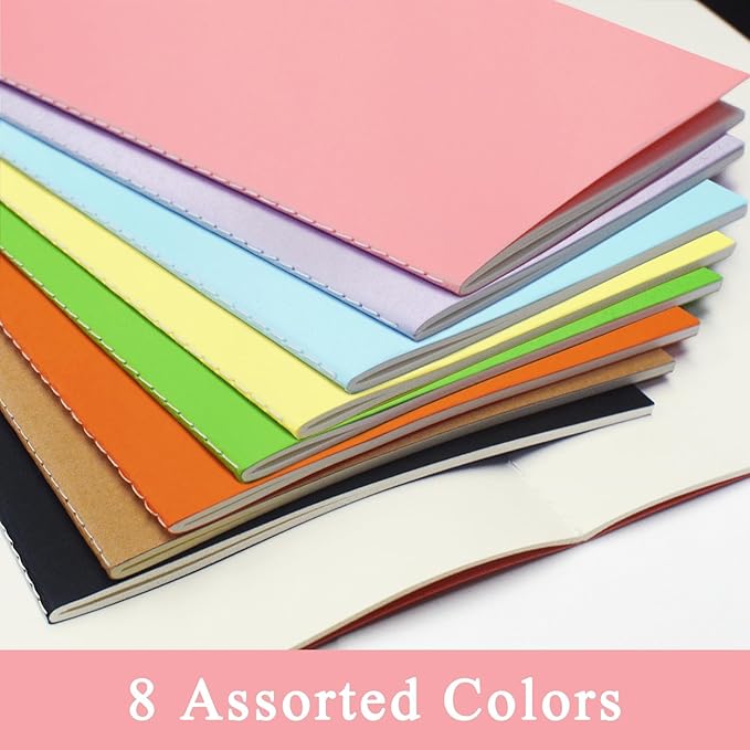 20 Pack Blank Books for Kids - 5.5"x 8.3", 60 Pages - Small Journals Bulk, Girls Notebooks for Drawing & Writing, Sketchbooks w/Colorful Soft Cover, Unlined Paper, A5 Travel Size