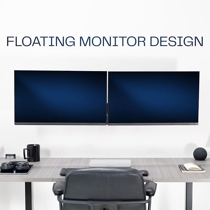 VIVO Height Adjustable Pneumatic Extended Arm Dual Monitor Wall Mount Full Motion Articulating, Fits 2 Screens 17 to 27 inches, Black, MOUNT-V002G