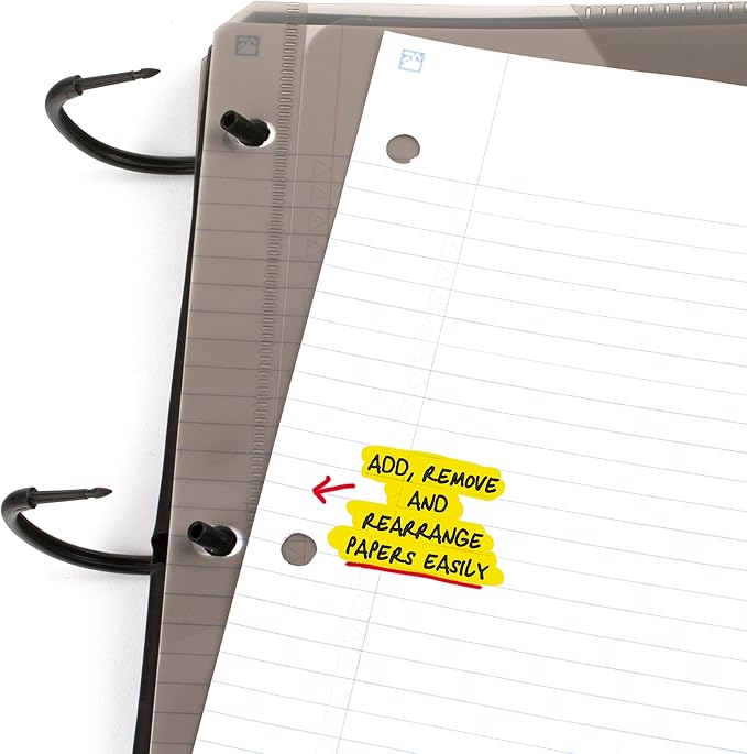 Five Star Flex Refillable Notebook + Study App,College Ruled Paper and 1-1/2 Inch TechLock Ring Binder with Pockets,Tabs and Dividers,300 Sheet Capacity,Black (29324AA2),(Pack of 6)