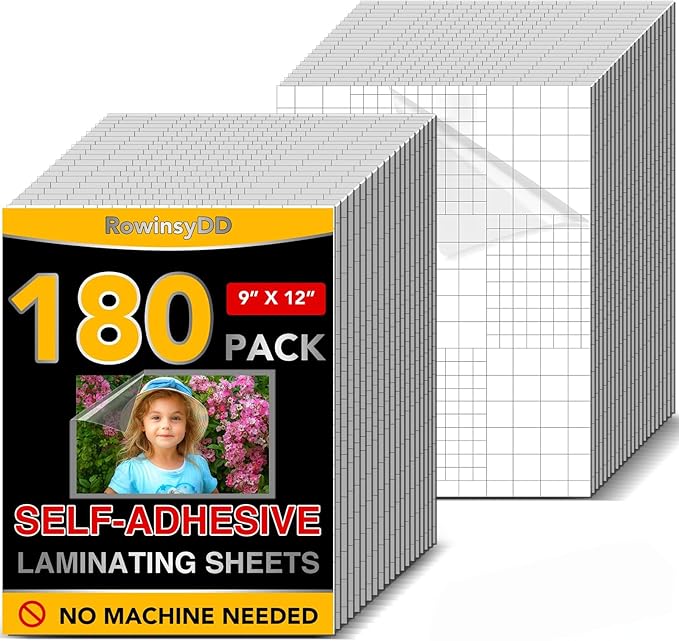 180 PCS Self-Adhesive Laminating Sheets, 9 x 12 Inches Self Adhesive Contact Paper, No Heat No Machine Needed Self Sealing Laminate Sheets