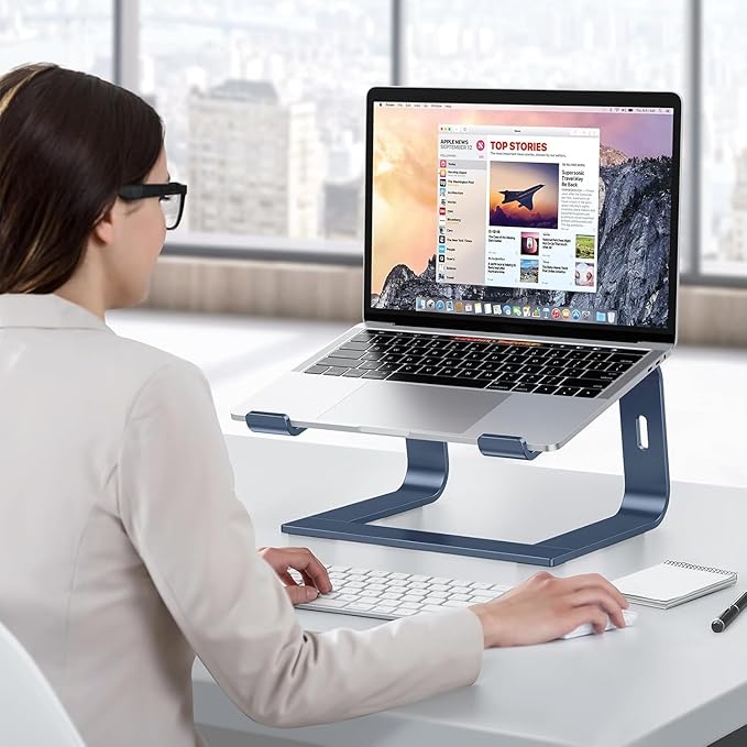 OMOTON Laptop Stand - Detachable Laptop Mount, Aluminum Holder for Desk, Compatible with MacBook, Dell, HP & More (11-16 inch), DeepNavy