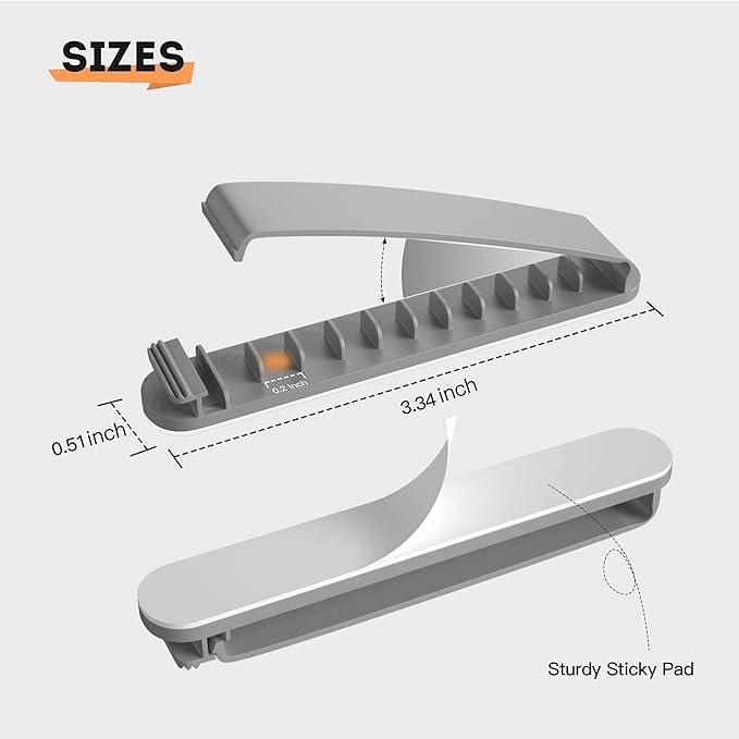 pzoz Cable Clips, 3 Pack Cord Organizer Charger Cable Management for Organizing Home Office Desk Phone Car Cable Wire, Self Adhesive Cord Holders (Gray)