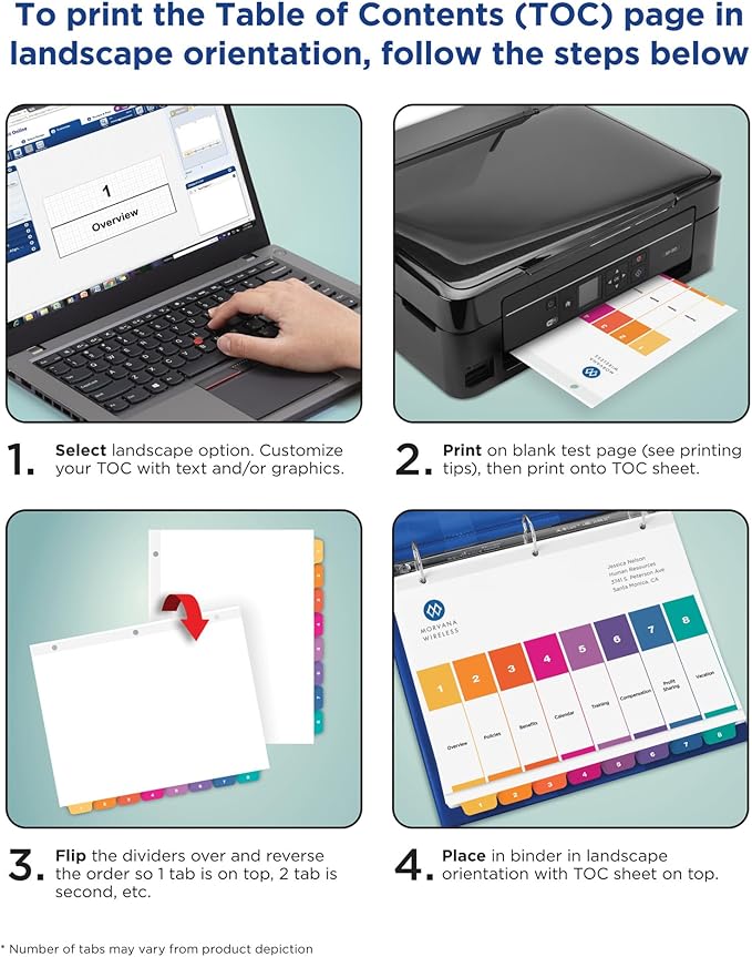 Avery Dividers for 3 Ring Binders, 15 Tabs per Set, Customizable Table of Contents, Multicolor Tabs, Great for Organizing Reports, Projects, and More (3 Sets of 11074)