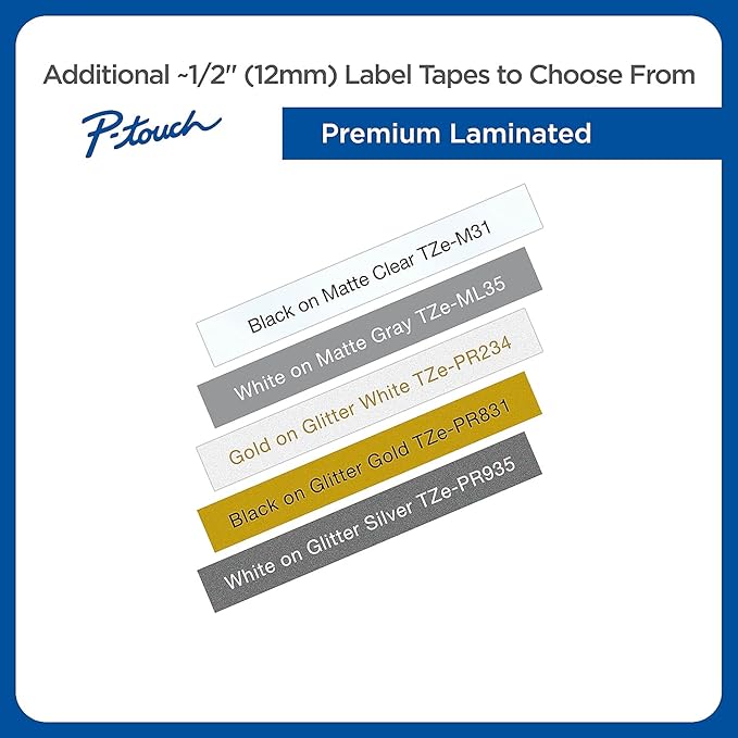 Brother TZE135 TZe Standard Adhesive Laminated Labeling Tape, 1/2-Inch w, White on Clear