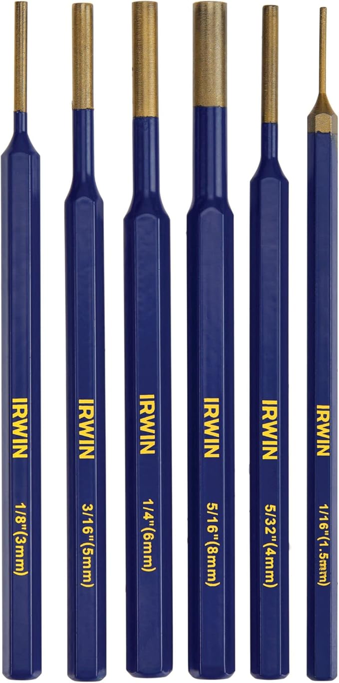 IRWIN Punch Set, 6-Pack with Various Sizes, Tempered for Durability (IRHT82531)