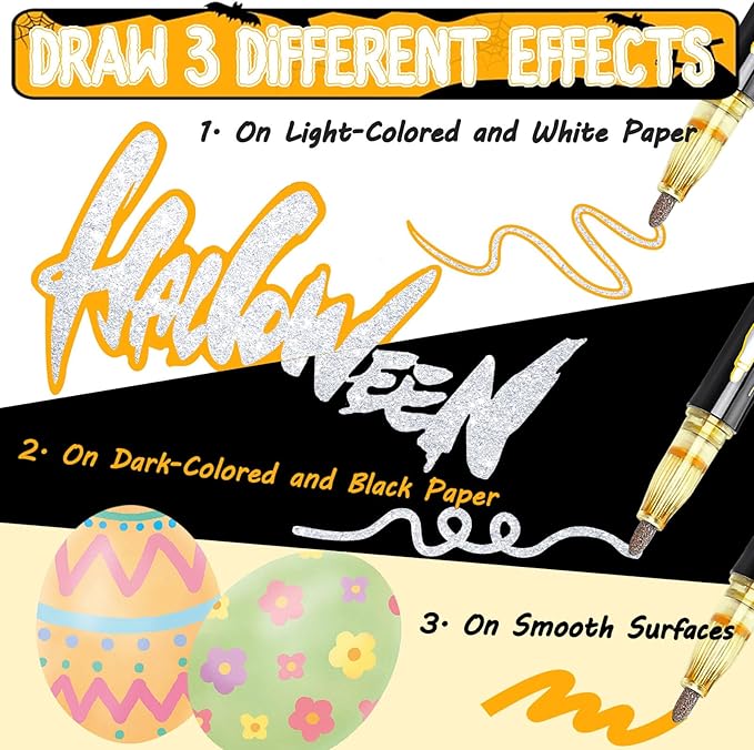 48Colors Outline Glitter Markers, Coloring Shimmer Metallic Markers for Stocking Stuffers, Glitter Gel Drawing Pens Set for Christmas Gifts, Art Supplies, Metallic Sharpie Pens Gifts for Teen Girls