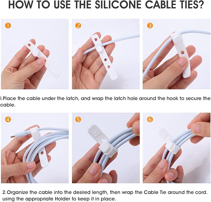 AROIC 90Pcs Silicone Cable Ties with 3 Sizes,Reusable and Washable with Adjustable Locking Buckle Design, Cord Organizer for Home, Office, Travel Essential, School (3 Colors)