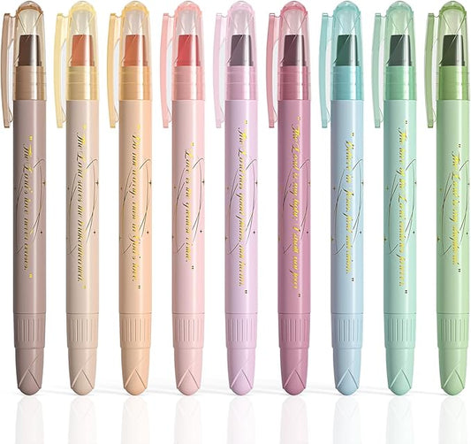 WEMATE Bible Highlighters No Bleed, 9PCS Assorted Colors Gel Highlighters Set, Cute Bible Study Supplies for Scripture Marking, Color Coding & Book Highlighting