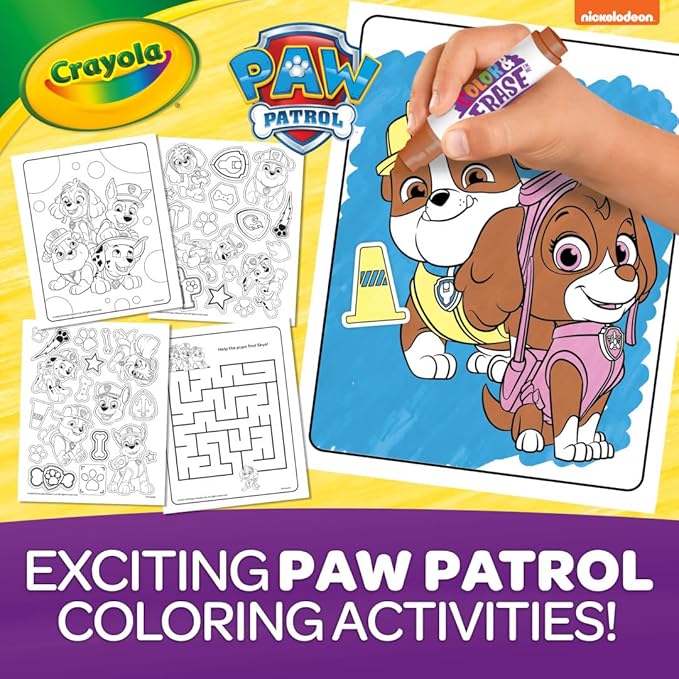 Crayola PAW Patrol Sticker Activity Pad, 12 PAW Patrol Coloring Pages, 100+ Stickers, Travel Activity, PAW Patrol Toys, Toddler Gifts