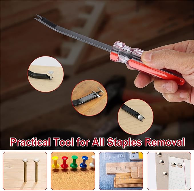 Staple Remover Tool, 2-Pack Upholstery Staple Puller with Double Prongs, Tack & Nail Lifter for Furniture, Floor, Wooden Case, Photo Frame, Carpet