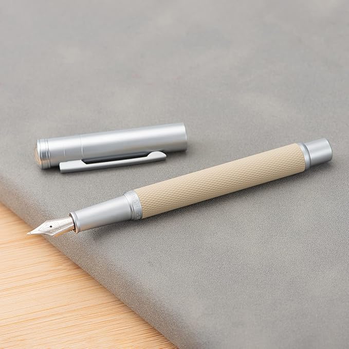 Hongdian White Forest Fountain Pen Blade Nib Classic Design Calligraphy Pen with Converter and Metal Pen Case Set