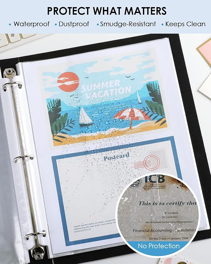 KTRIO Sheet Protectors 8.5 x 11 Inch, Clear Top Loading Page Protectors for 3 Ring Binder, Polypropylene Plastic Sleeves, Letter Size Document Protectors, Office & Home, 450 Pack
