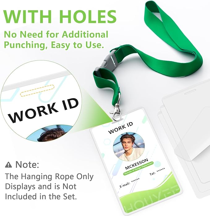 HOUYEE 50 Pack 5Mil Thermal Laminating Pouches, 2.5x4.25 Inches ID Badge Size Laminate Pouches with Hole, Ultra Clear Laminating Sheets HeatSeal Laminator Pouches for ID Cards, Name Tags, Office Use