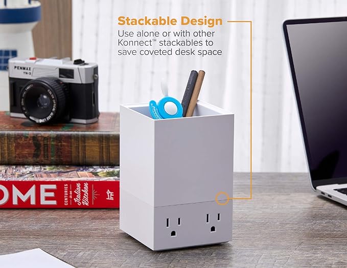 Bostitch Office Konnect Pencil Cup Desk Organizer, Pen Cup, White