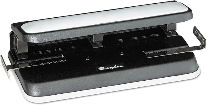Swingline 2-7 Hole Punch, Adjustable, Heavy Duty Hole Puncher, Easy Touch, 32 Sheet Punch Capacity, Black/Gray (74300)