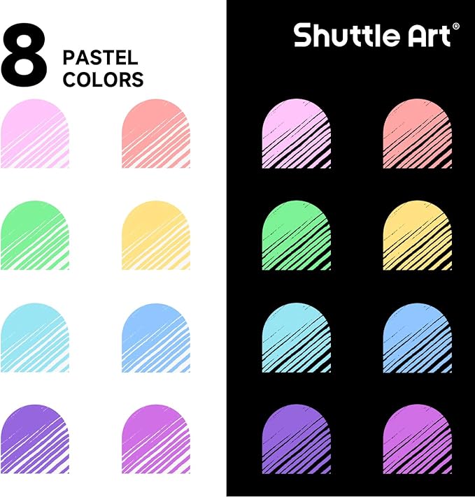Shuttle Art Colored Retractable Gel Pens, 8 Pastel Ink Colors, Cute Pens 0.7mm Fine Point Quick Drying for Black Paper Writing Drawing Journaling Note Taking School Office Home