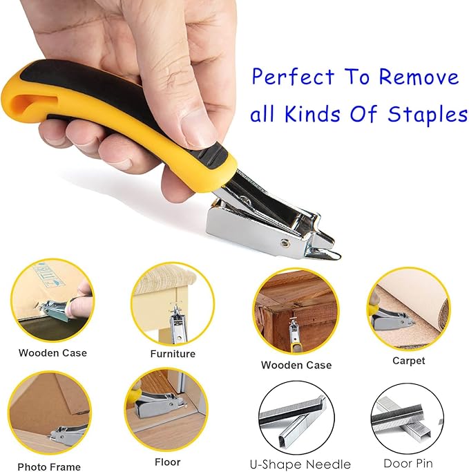 3PCS Heavy Duty Staple Remover Kit with Nail Puller, Tack Lifter Multi Tool for Upholstery, Flooring, Wooden Crates, Carpets, Walls, Construction Projects (Ergonomic Grip and Durable Steel)