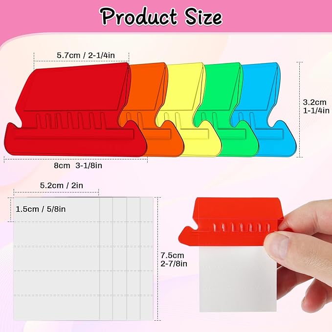 File Folder Tabs, Selizo 100 Sets Hanging File Folder Labels 2" Tabs and Inserts for Hanging Files (Multicolor)