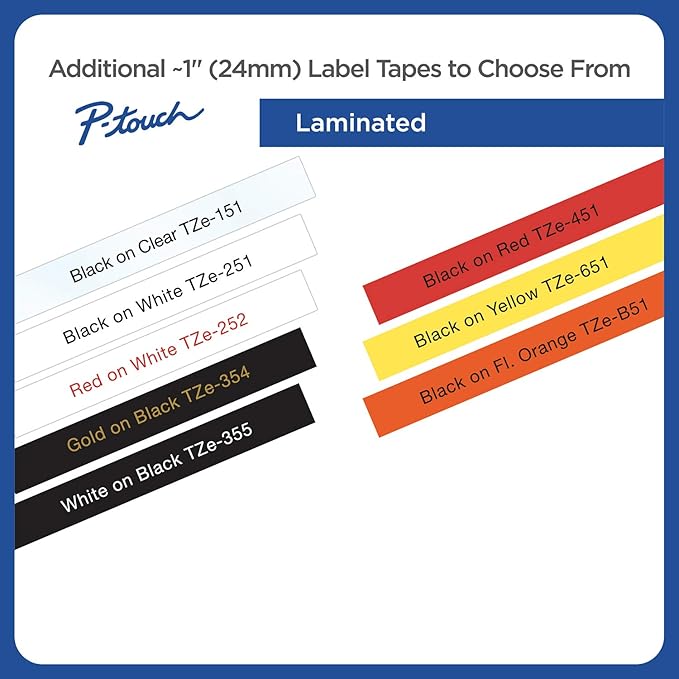 Brother P-touch TZe-ML55 White Print on Premium Matte Gray Laminated Tape 24mm (0.94”) wide x 8m (26.2’) long