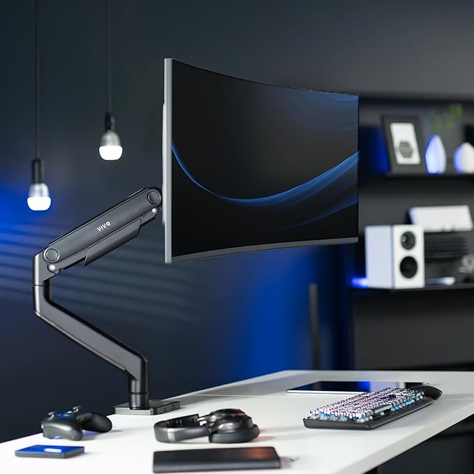 VIVO Heavy Duty Aluminum Ultrawide Monitor Tension Arm for up to 49 inch Screens, Holds 44 lbs, Premium Desk Mount Stand Designed for Samsung Odyssey G9 and More, Black, STAND-V101V