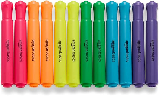 Amazon Basics Tank Style Highlighters, Chisel Tip, Bible Highlighter, Office and School Supplies, 12 Pack, Assorted Colors