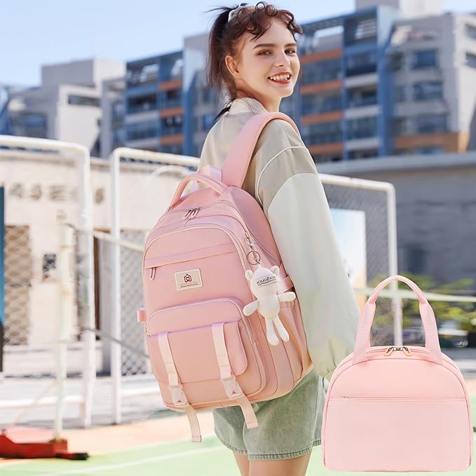 Hidds School Backpack for Teens Girls Women 3 PCS Kids Bookbag Set with Lunch Box College Laptop Backpacks Travel Daypack Bag