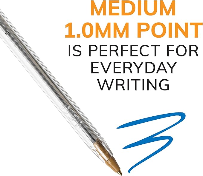 BIC Cristal Xtra Smooth Ballpoint Pen, Medium Point (1.0mm), Blue, 10-Count
